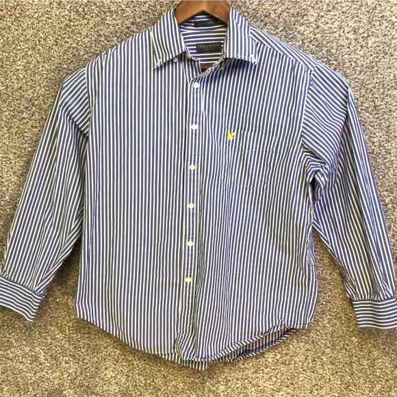 Lyle & Scott button up Blue White Striped shirt size L - Picture 3 of 10